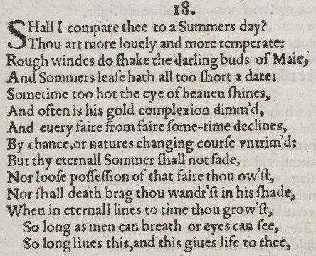 Ví dụ Phân tích Sonnet 18 của Shakespeare